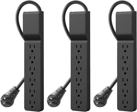 Belkin Power Strip Surge Protector with 6 AC Multiple Outlets - Flat Rotating Plug, 6 ft Long Heavy-Duty Extension Cord for Home, Office, Travel, Computer Desktop & Charging Brick (600 Joules) 3PK