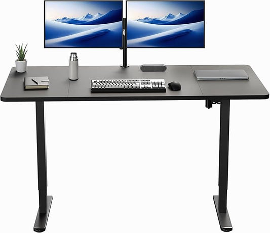VIVO Electric 60 x 30 inch Stand Up Desk, Height Adjustable, Black Top Black Frame, Home and Office Furniture Sets, DESK-KIT-0B6B