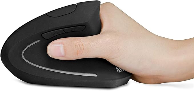 Anker 2.4G Wireless Vertical Ergonomic Optical Mouse for Work, Multi-Device Connectivity, 800/1200 /1600 DPI, 5 Buttons for Laptop, Desktop, PC - Black