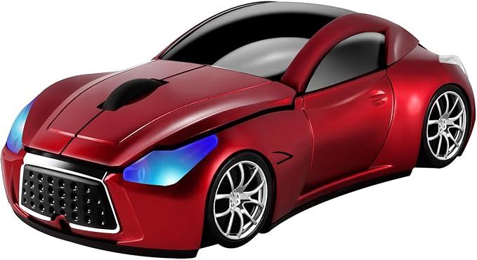 elec Space Cool Sport Car Shape 2.4GHz Wireless Mouse Optical Cordless Mice with USB Receiver for PC Laptop Computer 1600DPI 3 Buttons