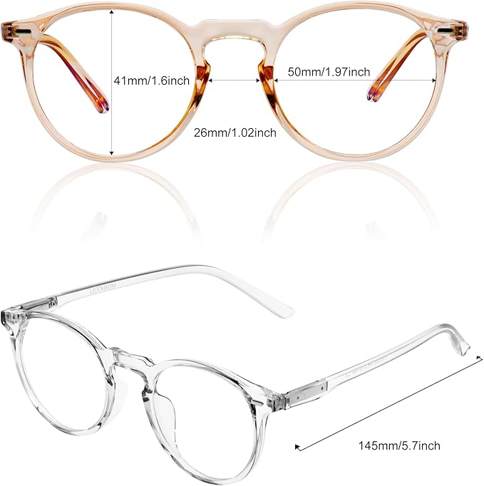 Blue Light Glasses for Woman, Blue Light Blocking Lightweight Round Eyeglasses for Computer TV Gaming Phone Screen,Eye Strain