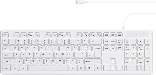 MCSaite Wired White USB 104 Keys Computer Keyboard with Stands,Waterproof - US Layout Compatible for Windows, PC, Laptop