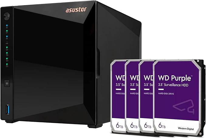 Asustor AS3304T 4 Bay NAS Quad-Core CPU, 2.5Gbe Port, 2GB DDR4 + 24TB HDD (Four 6TB HDD Included)