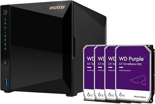 Asustor AS3304T 4 Bay NAS Quad-Core CPU, 2.5Gbe Port, 2GB DDR4 + 24TB HDD (Four 6TB HDD Included)