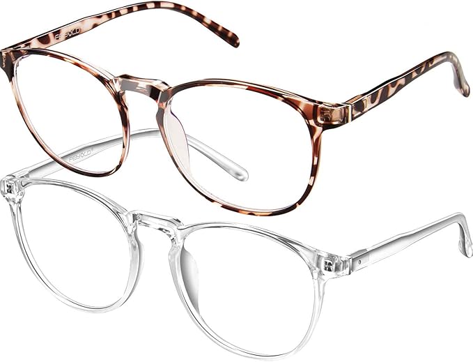 Blue Light Blocking Glasses Women/Men,Retro Round Anti Eyestrain Computer Gaming Glasses(Leopard+Crystal)