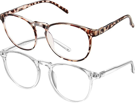 Blue Light Blocking Glasses Women/Men,Retro Round Anti Eyestrain Computer Gaming Glasses(Leopard+Crystal)