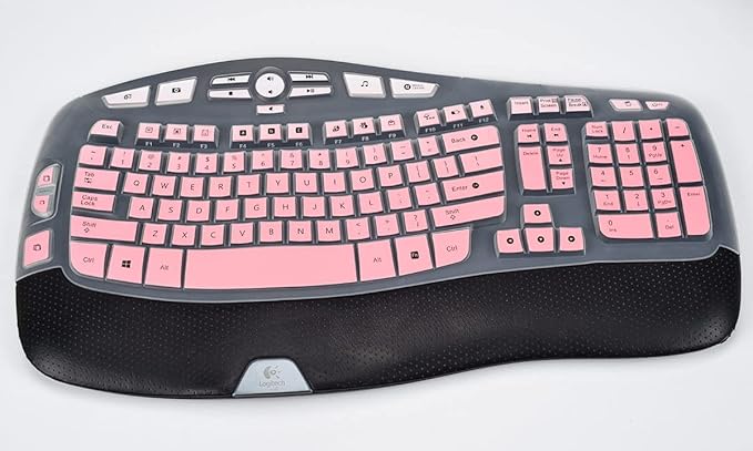 CaseBuy Keyboard Cover for Logitech K350 MK550 MK570 Wireless Wave Keyboard, Ultra Thin Silicone Protector Skin for Logitech K350 MK550 MK570 Keyboard -Ombre Pink