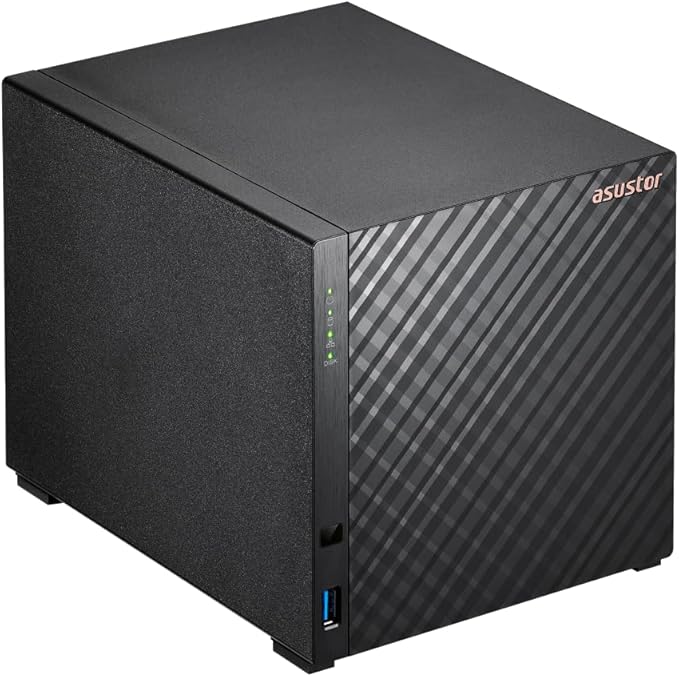 Asustor Drivestor 4 Gen 2 AS1204T, 4 Bay NAS, Quad-Core 1.7GHz CPU, 2.5GbE Port, 1GB DDR4, 3 USB 3.0, Network Attached Storage for Personal and Home Cloud Backup (Diskless)