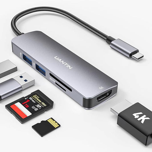 USB C Hub Multiport Adapter with 4K HDMI Dongle, SD/TF Card Reader, 2 USB-A 3.0, 5 in 1 USBC Hub for MacBook Mac Pro/Air, Dell, HP, ASUS, Acer and Other Type C Laptops