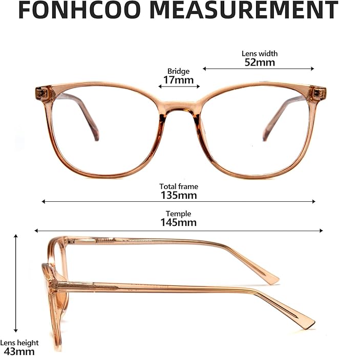 FONHCOO Blue Light Blocking Glasses Fashion Round TR90 Frame Transparent Eyewear Anti UV Computer Glasses for Women Men