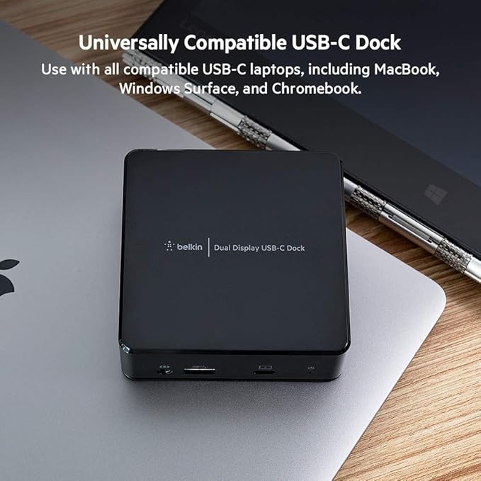 Belkin USB-C Dual Display Docking Station - Type-C, USB 3.2 Gen 1, Black
