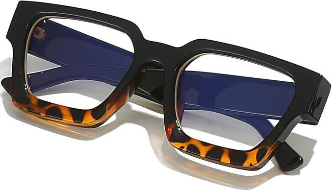 AIEYEZO Square Thick Frame Glasses for Women Men Fashion Blue Light Glasses Trendy Chic Computer Eyeglasses