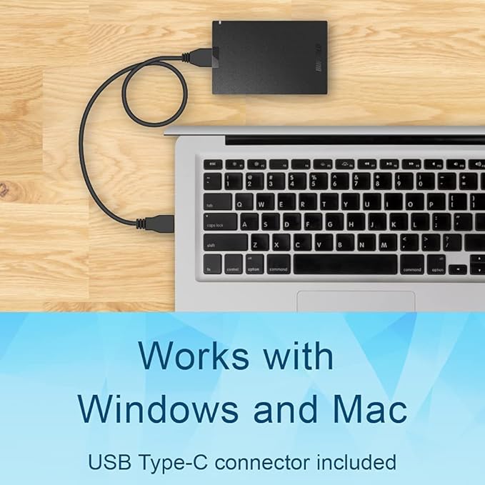 BUFFALO External SSD 2TB - Compatible with PS4 / PS5 / Windows/Mac - USB-C - USB-A - USB 3.2 - External Solid State Drive - SSD-PG2.0U3B