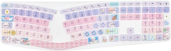 Cute Silicone Keyboard Cover for Logitech Ergo K860 Ergonomic Keyboard, US Layou, Cute Bunny