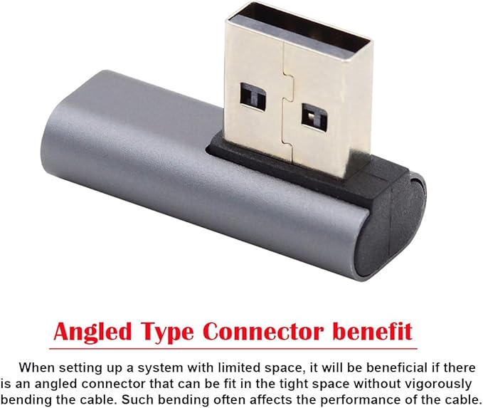 CY USB-C Type C Female Low Profile 90 Degree Right Angled to USB 3.0 A Male Data Adapter for Laptop Desktop
