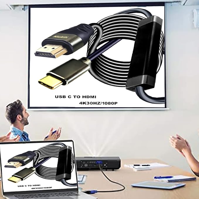 USB C to HDMI Cable 25FT 4K30HZ,Thunderbolt 3/4 to HDMI Cable Compatible with Galaxy S22 /S20, MacBook Pro/Air 2020, iPad Pro 2021/2020, Surface Book 2, XPS 15,iphone15 pro and iphone15pro max