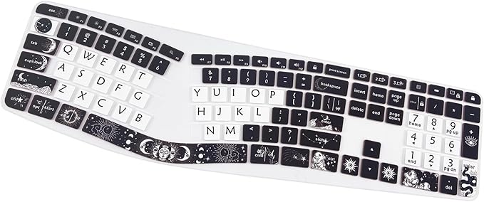 Cute Silicone Keyboard Cover for Logitech Ergo K860 Ergonomic Keyboard, US Layou, Sun and Moon