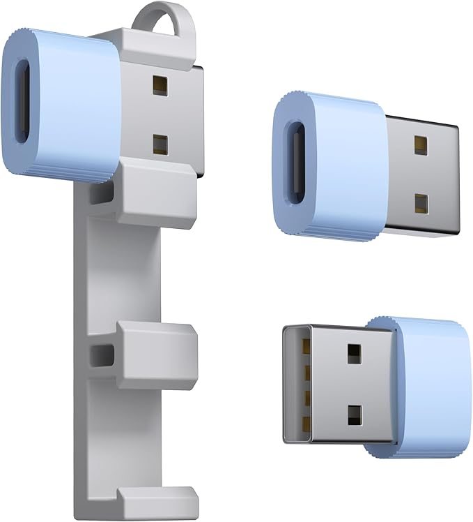 USB to USB C Adapter,3Pack USBC Female to USB A Male with Convenient Carrier, Type C Converter for iPhone 17/16/15/14/13/12, iPad, iWatch, AirPods,Galaxy S25/S24 (Blue)