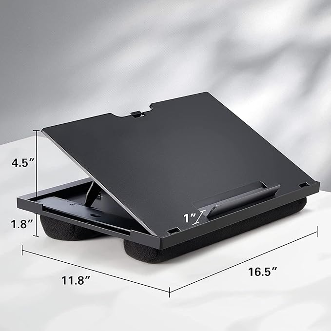 HUANUO Adjustable Lap Desk - with 6 Adjustable Angles, Detachable Mouse Pad, & Dual Cushions Laptop Stand for Car Laptop Desk, Work Table, Lap Writing Board & Drawing Desk on Sofa or Bed