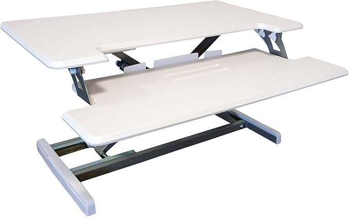 Victor High Rise DCX610W Height Adjustable Compact Desk with Keyboard Tray Standing Desktop Converter, 33 Inches, White
