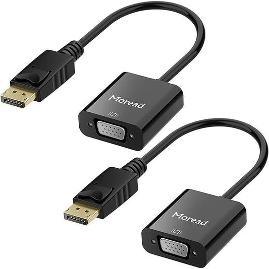 DisplayPort (DP) to VGA Adapter, 2 Pack, Gold-Plated Display Port to VGA Adapter (Male to Female) Compatible with Computer, Desktop, Laptop, PC, Monitor, Projector, HDTV - Black