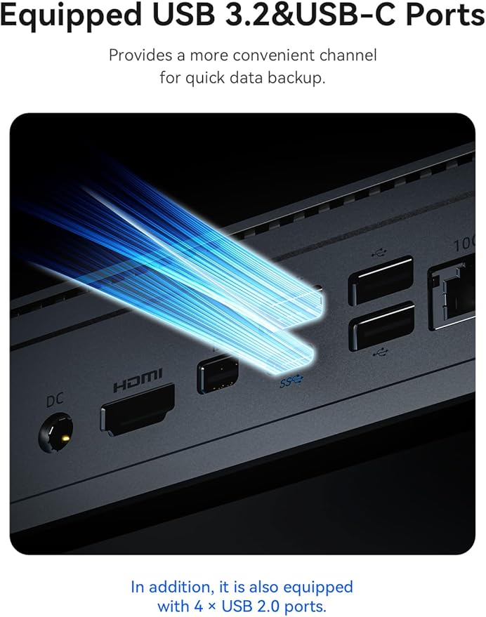 4-Bay All-Flash NAS Server with Intel i5-12450H | 32TB M.2 NVMe SSD NAS | 4X 10GbE Network Storage | 64GB Expandable Memory | Personal Cloud/Home NAS | HDMI/Mini-DP 4K@60Hz Output (Diskless)