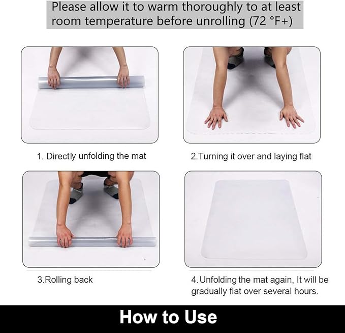 AiBOB Office Chair Mat for Hardwood Floor, 50 X 62 inches, Hard Floor Chair Mats Under Computer Desk, Easy Glide for Rolling Chairs, No Curling