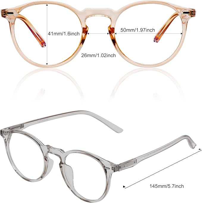 Blue Light Glasses for Woman, Blue Light Blocking Lightweight Round Eyeglasses for Computer TV Gaming Phone Screen,Eye Strain