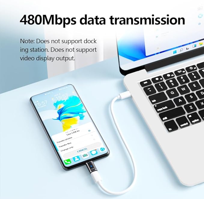 USB C Magnetic Adapter Straight, Magnetic USB C Adapter - 2 Tips 120w Fast Charging 5Pin 480Mbps Data Transmission, Black