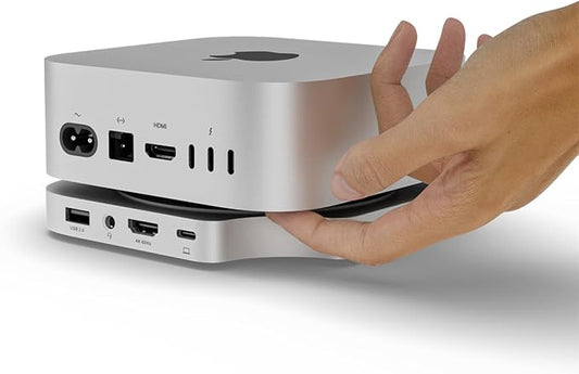 Minisopuru MINI4PRO Mac mini M4 Dock with 4K@60 HDMI, 8TB M.2 NVMe SSD Enclosure, Mac mini Hub & Stand for Mac mini M4 and M4 Pro 2024 (TF/SD Slot, 3* USB-A 2.0, Audio) | Silver