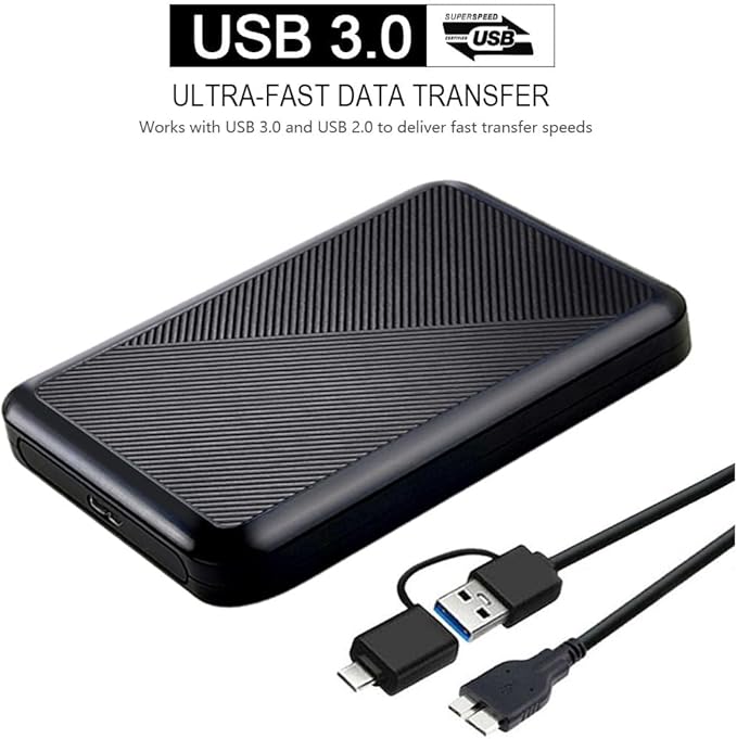 1TB Ultra Slim Portable External Hard Drive USB 3.0 HDD Storage for PC, Mac, Laptop, PS4, Xbox one (1TB)