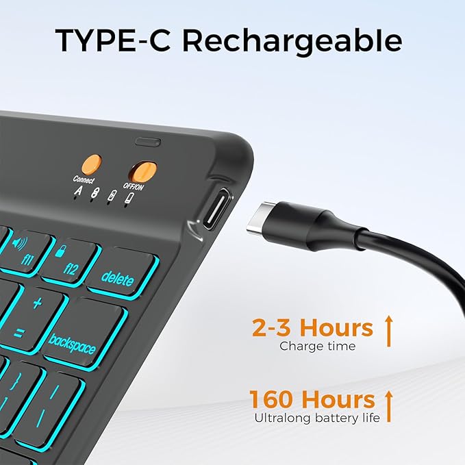 OYEEICE for iPad 9th Generation Case with Keyboard - Detachable Backlit Keyboard - Rotatable Cover with Pencil Holder for iPad 9th/8th/7th Gen, iPad Air 3rd Gen & iPad Pro 10.5" - Black