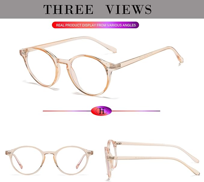 HJSTES Vintage Blue Light Glasses for Women Men Round Bluelight Blocking Glasses Thick TR90 Frame Eyeglasses