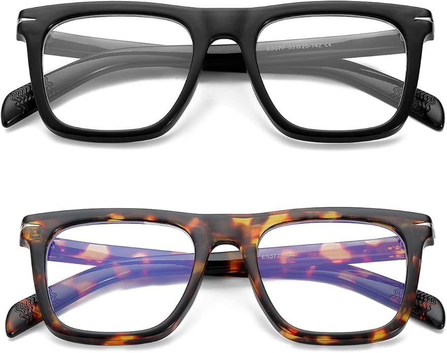 Gleyemor Blue Light Glasses for Men Women Trendy Square Frame Blue Light Blocking Lens Computer Glasses