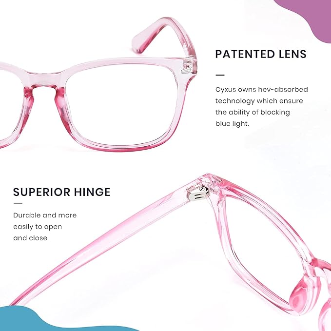 Cyxus Blue Light Glasses Men Women Reduce Eye Strain UV Blocking for Office Work Computer Screen 8082