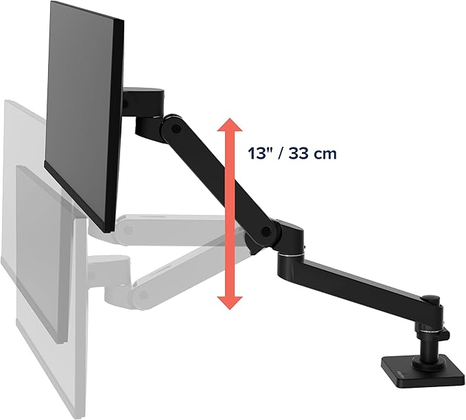 Ergotron – Upgraded LX Pro Premium Monitor Arm, Single Monitor Desk Grommet Mount – fits Flat Curved Ultrawide Computer Monitors up to 34 Inches, 4 to 22 lbs, VESA 75x75mm or 100x100mm – Black