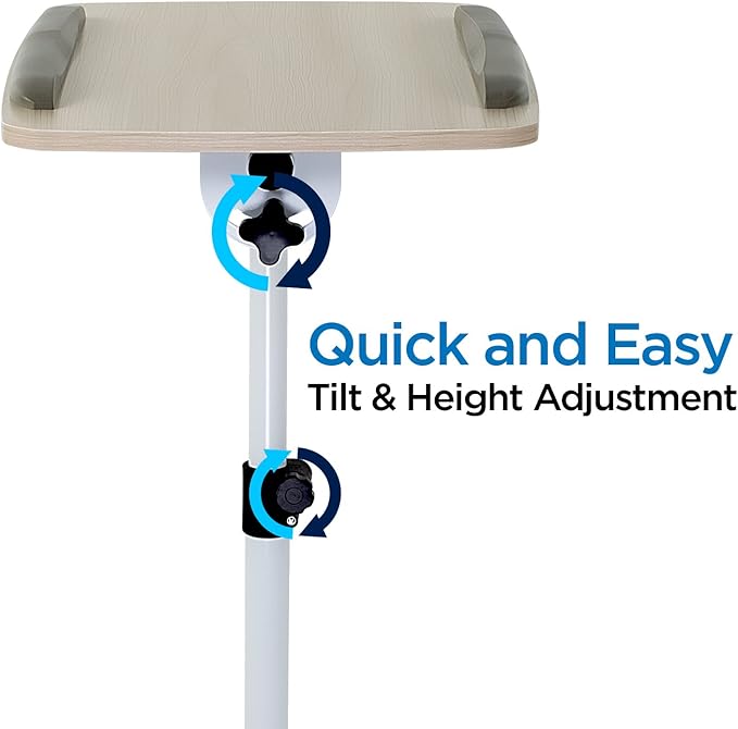 Mount-It! Rolling Laptop Stand Desk with Wheels - Height Adjustable 23.5"–39" Mobile Standing Desk, Over Bed Hospital Tray Table, Teacher Podium, Projector Stand, Tilting Surface, Lockable Casters