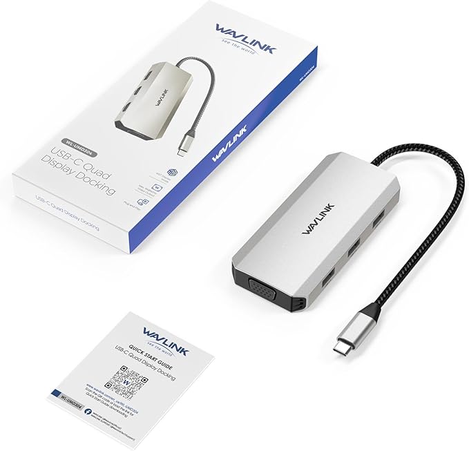 USB C Docking Station, Docking Station Quad Monitors with Dual HDMI,DP,VGA,3* USB-A2.0 for Wireless Device,Compatible with Lenovo, HP, Dell, Windows System Computer