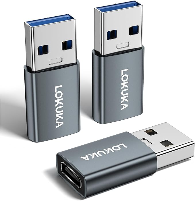 USB C to USB A Female Adapter (3 Pack), 5 Gbps USB 3.0 Female to USB Type C Male OTG Adapter Converter Compatible with MacBook, Microsoft Surface, Pad, Samsung Notebook, Galaxy, etc, Gray