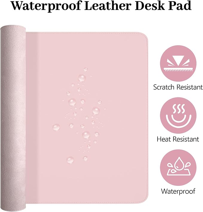 Desk Pad and Keyboard Wrist Rest, 3in1 Mousepad + Keyboard Wrist Rest+Mouse Wrist Rest for Home Office Table Computer Cover. (31.5×15.7,Pink)