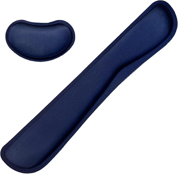 Keyboard Wrist Rest Mouse Wrist Support Set, Memory Foam Wrist Rest Pad for Computer Laptop Keyboard Mouse, Ergonomic Wrist Cushion Support for Typing Pain Relief, Gaming Home Office, Navy Blue