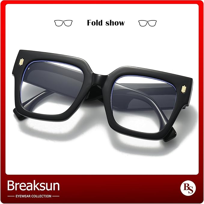 Fashion Oversized Blue Light Blocking Glasses for Women Men Trendy Big Square Frame Computer Eyeglasses