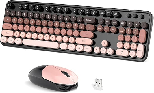 Wireless Keyboard and Mouse, Typewriter Full Size Keyboard with Number Pad and 2 in 1 USB Connected Mouse for Windows 7/8/10/11, Laptop, Desktop, PC, Computer