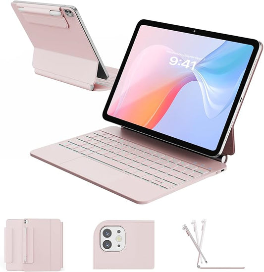 for iPad Air 11 inch Case with Keyboard (M4/M3/M2, 2026/2025/2024), iPad Pro 11 (4th/3rd/2nd/1st Gen) & Air 5/4th Magic Keyboard Case, 11 Colors Backlit, Multi-Touch Trackpad, Pink