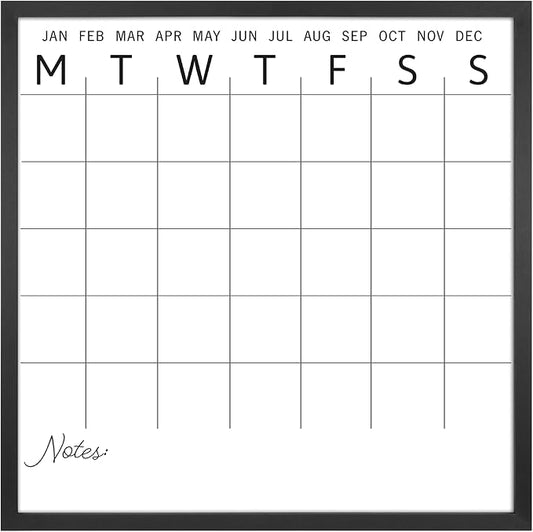 MCS Dry Erase Calander 30x30 Black Framed Monthly Calendar for The Wall, Stay Organized with Family Planner for Appointments, Sports, Events & More