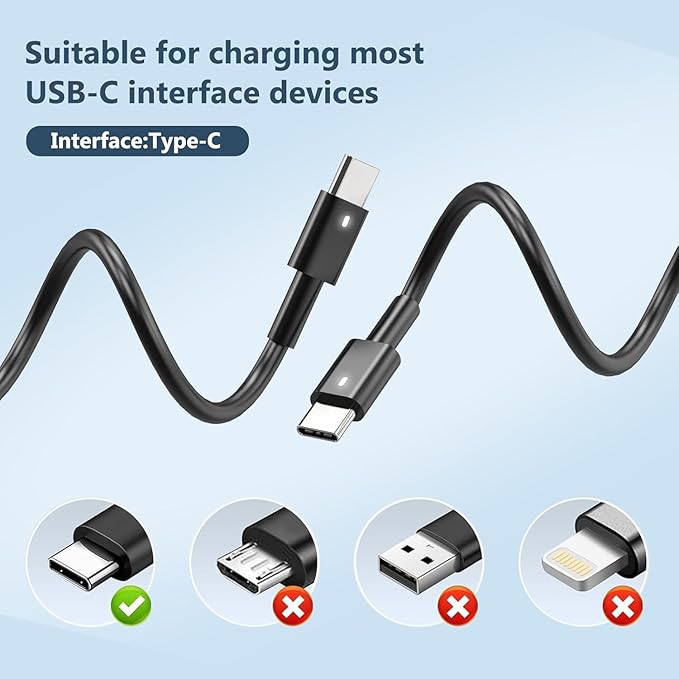 Slim 90W Laptop Charger USB C Replacement for Dell Latitude 5420 5520 7480 7490 7420 Chromebook 3100 Dell XPS 13 9360 XPS15 9550 9560 DA65NM190 LA65NM190 Type C AC Adapter Power Cord