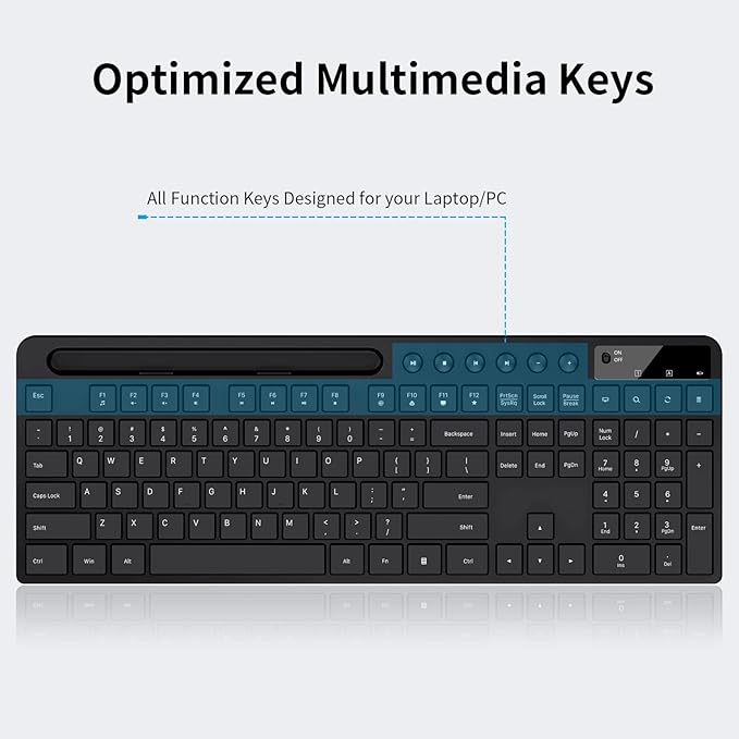 Wireless Keyboard and Mouse Combo, MARVO 2.4G Ergonomic Wireless Computer Keyboard with Phone Tablet Holder, Silent Mouse with 6 Button, Compatible with MacBook, Windows (Black)