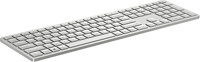 HP 970 Programmable Wireless Keyboard (Silver) - Bluetooth & 2.4 GHz Wireless Multi-Device Connectivity - USB-C Rechargeable Battery - 24 Programmable Keys - Works with Windows & MacOS (3Z729AA#ABA)