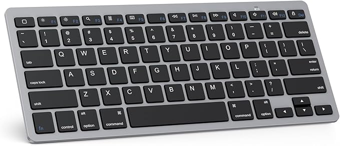 OMOTON Bluetooth Keyboard Compatible with iPad A16 11th 10th Generation, iPad 10.2 (9th/8th/7th), iPad Pro 13/12.9/11 inch, iPad Air/Mini and More iOS Devices, Black Grey