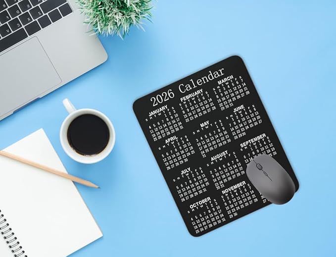 Calendar Mouse pad,2026 Vertical Calendar Natural Rubber Mouse Pad, Quality Creative Gaming Rectangle Mouse Personalized Desk Mouse Pad 9.5 inch x 7.9 inch